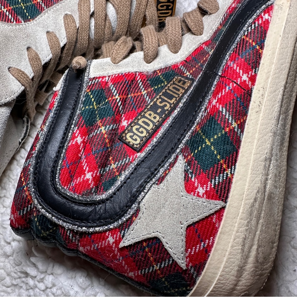 Golden‎ Goose Slide Plaid Tartan High-Top Sz 37 - Picture 3 of 16